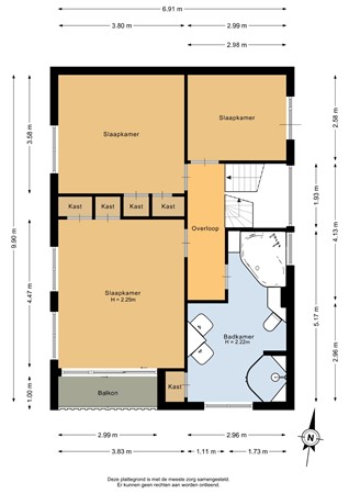 Plattegrond - Prins Willem-Alexanderstraat 1, 6911 AL Pannerden - Eerste verdieping - 2D.jpg